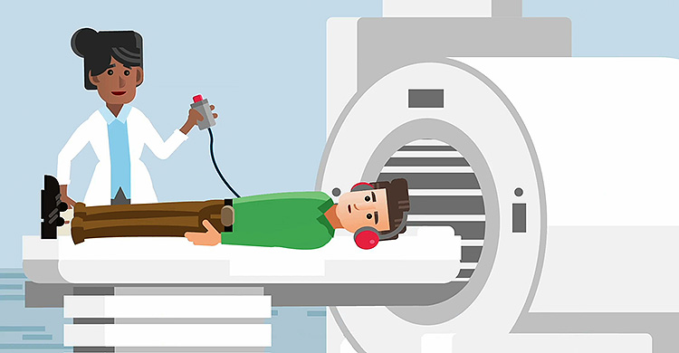 An MRI machine is used to scan a patient.