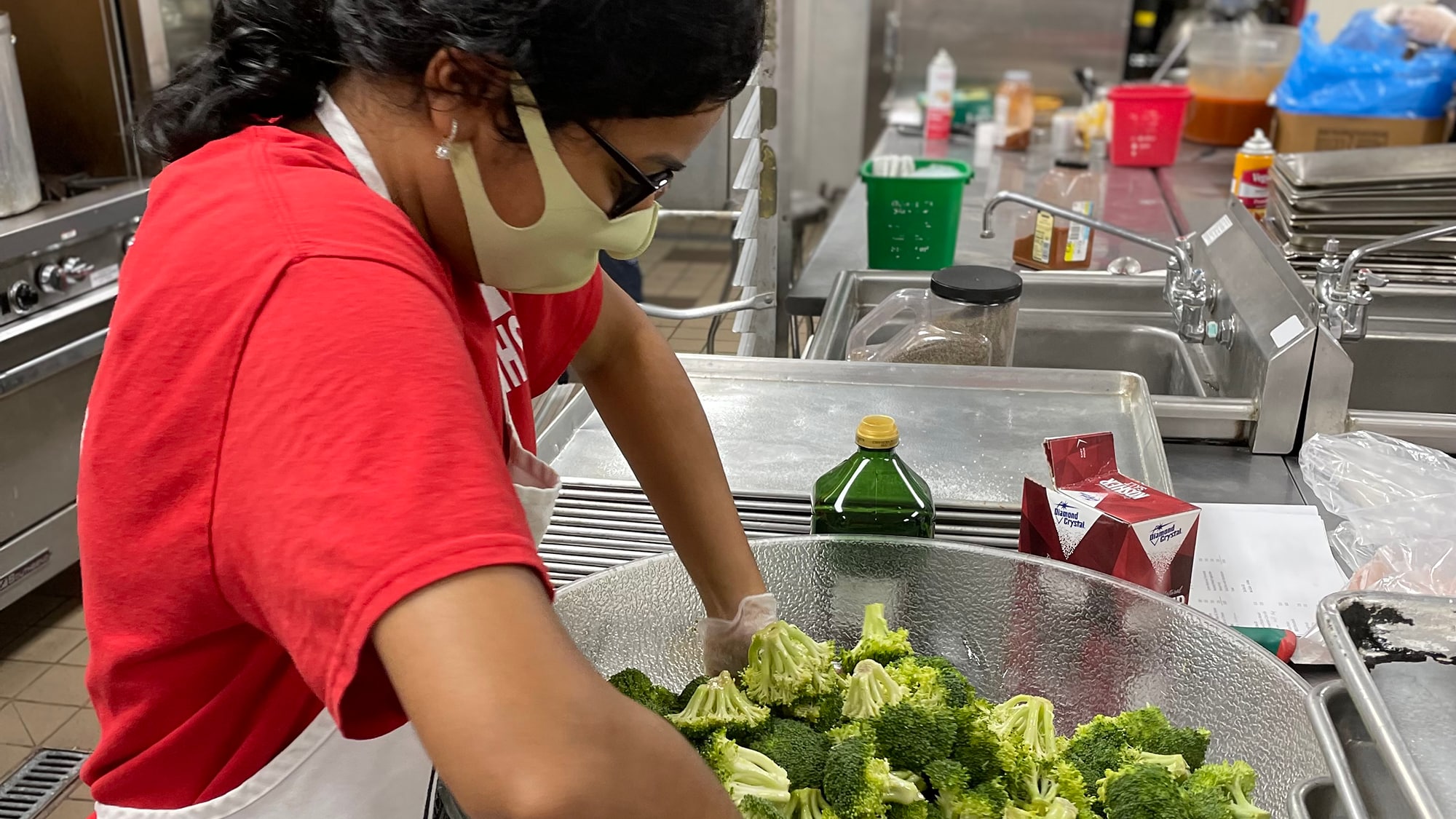 Preparing healthy meals for Food Outreach. 