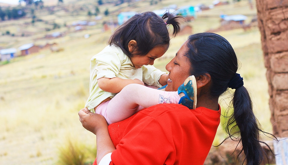 South American Farmer with Daughter