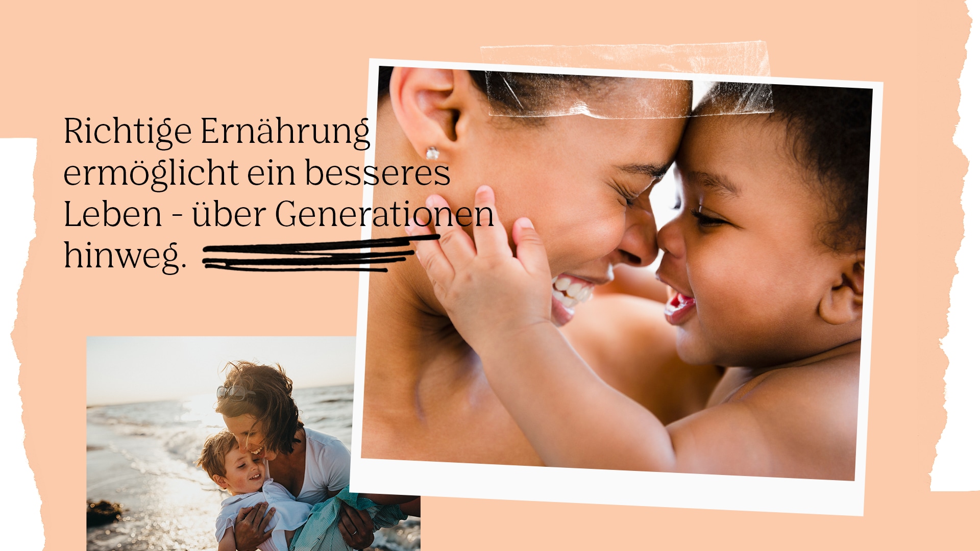 Zwei Fotos mit Müttern und ihren Kindern