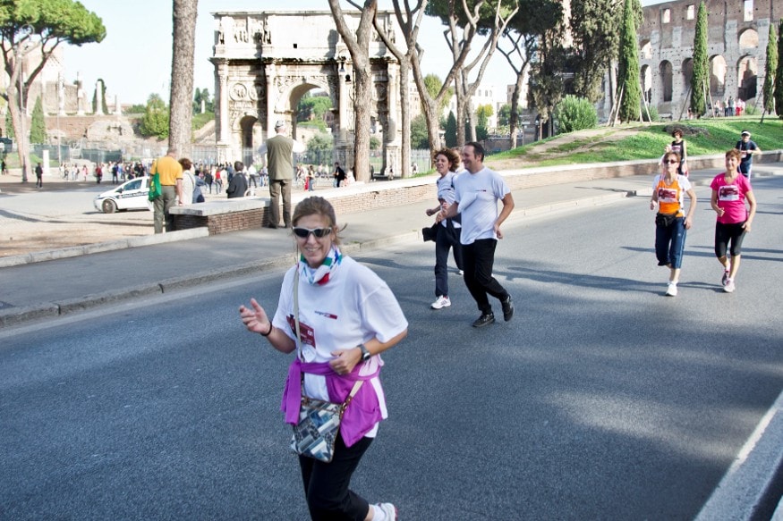 Donna running the Hunger Run with the US Embassy Community, Rome 2012