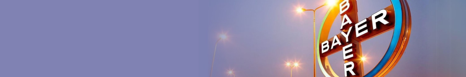 Bayer cross in Shanghai in front of foggy sky