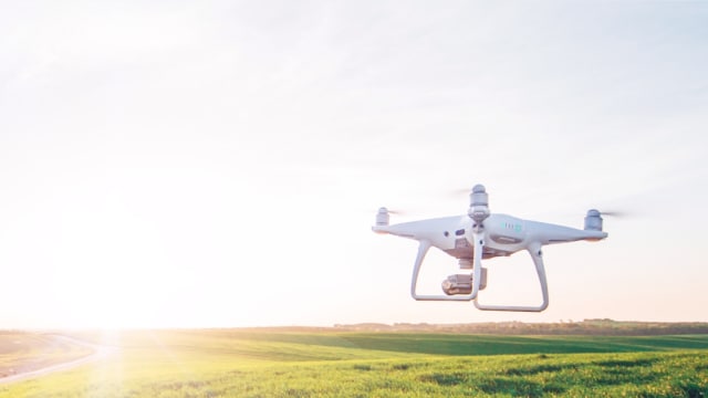 Drone over a field