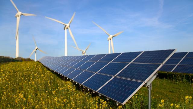 solar panels and wind turbines