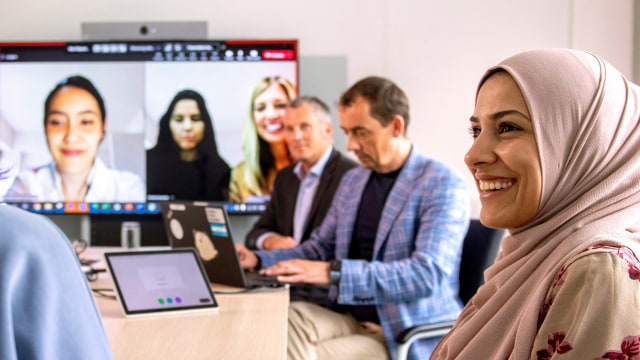 Employees in a video conference