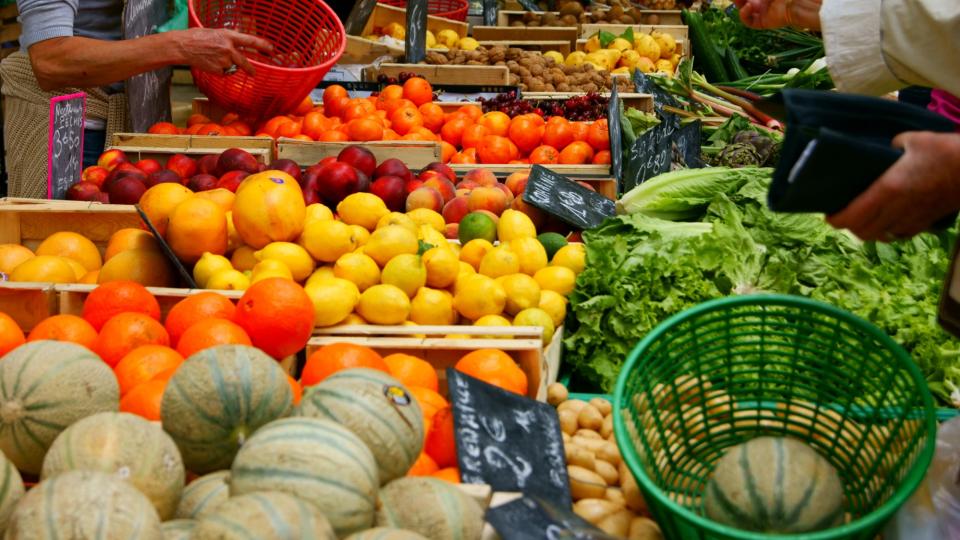 Fruits and vegetables on market