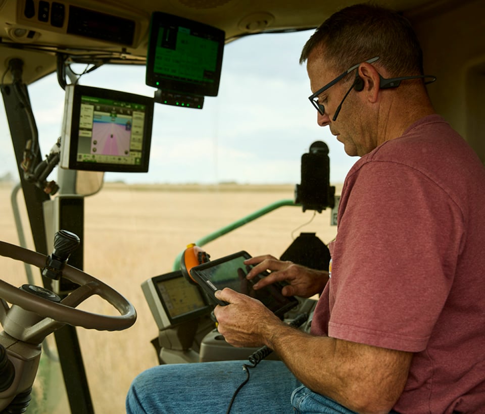 Farmer working with an ipad