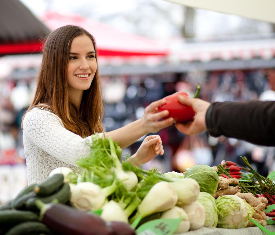 woman shopping vegetables