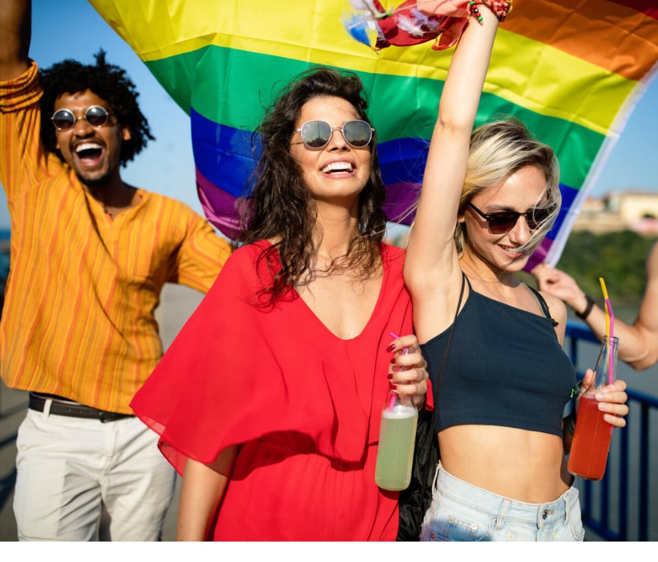 People attend a pride event