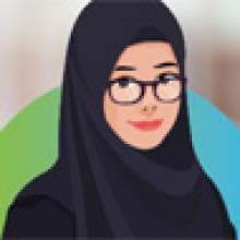 Cartoon image of a woman wearing a hijab.